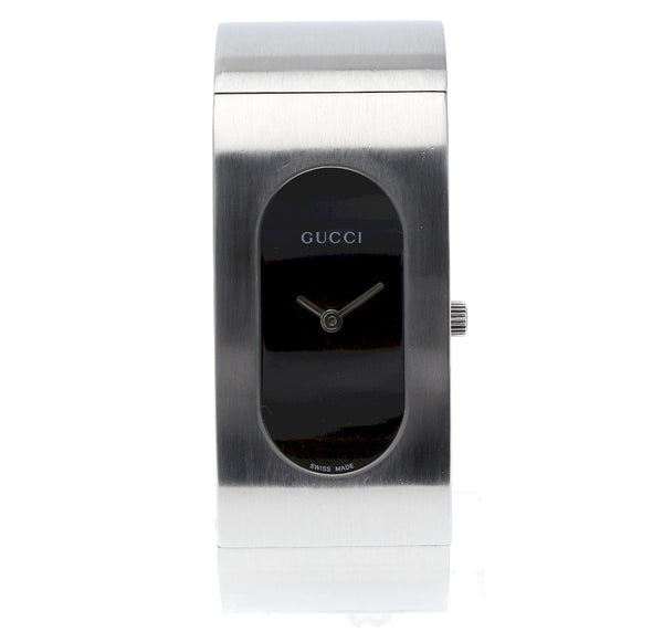 グッチ 2400L シルバー ステンレス 腕時計 レディース GUCCI クオーツ ブラック文字盤文字盤 【中古】