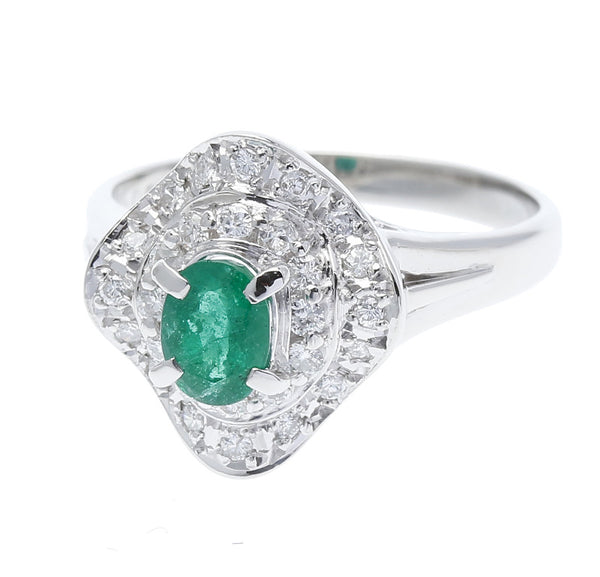 Pt900プラチナ エメラルド0.50ct ダイヤ0.31ct リング 指輪  10号 中古