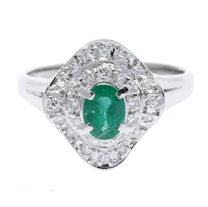 Pt900プラチナ エメラルド0.50ct ダイヤ0.31ct リング 指輪  10号 中古