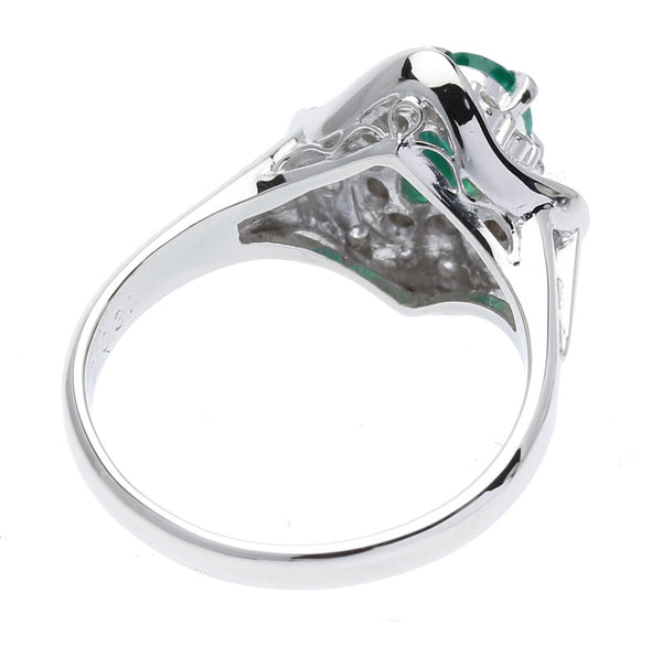 Pt900プラチナ エメラルド0.50ct ダイヤ0.31ct リング 指輪  10号 中古