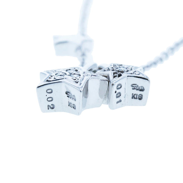 スタージュエリー K18WG ホワイトゴールド ダイヤ0.02ct＆.0.01ct スターモチーフ ネックレス レディース STAR JEWELRY 【中古】