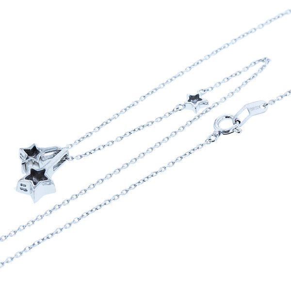 スタージュエリー K18WG ホワイトゴールド ダイヤ0.02ct＆.0.01ct スターモチーフ ネックレス レディース STAR JEWELRY 【中古】