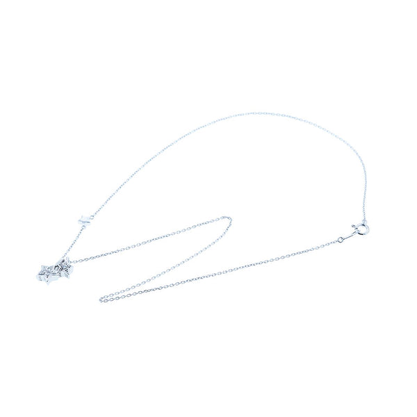 スタージュエリー K18WG ホワイトゴールド ダイヤ0.02ct＆.0.01ct スターモチーフ ネックレス レディース STAR JEWELRY 【中古】