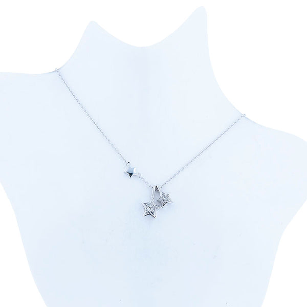 スタージュエリー K18WG ホワイトゴールド ダイヤ0.02ct＆.0.01ct スターモチーフ ネックレス レディース STAR JEWELRY 【中古】