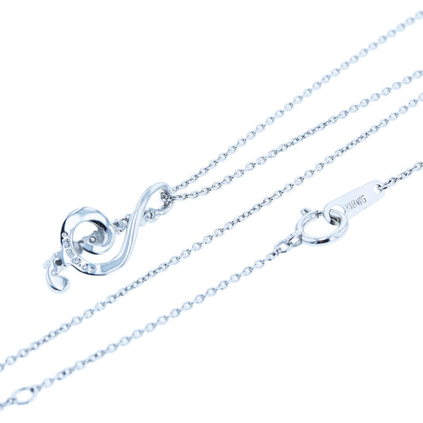 K18WG ホワイトゴールド ダイヤ0.07ct 音符モチーフ  ネックレス レディース 【中古】