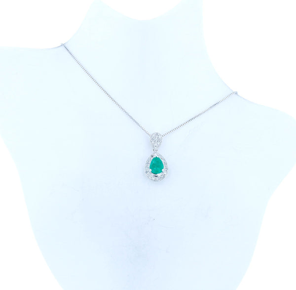 K18ホワイトゴールド エメラルド0.67ct ダイヤ0.18ct ネックレス  中古