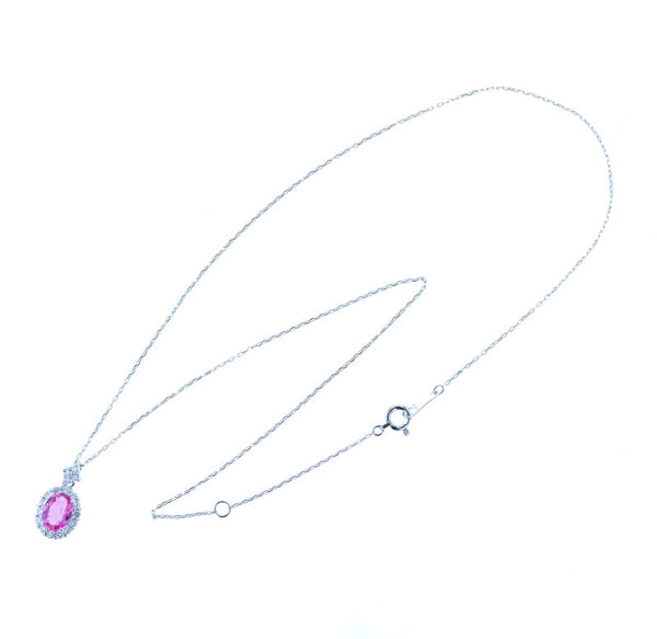 Pt900プラチナ Pt850プラチナ ピンクサファイア1.033ct ダイヤ0.28ct ネックレス  中古