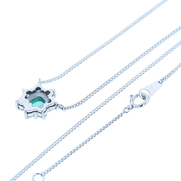 Pt900 プラチナ Pt850 プラチナ エメラルド0.51ct ダイヤ0.60ct ネックレス レディース 【中古】