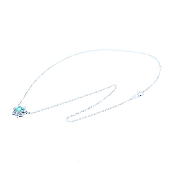 Pt900 プラチナ Pt850 プラチナ エメラルド0.51ct ダイヤ0.60ct ネックレス レディース 【中古】