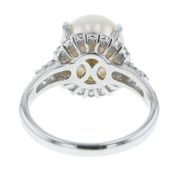 Pt900 プラチナ 白蝶パール10.5mm ダイヤ0.63ct リング 指輪 レディース 16号 中古
