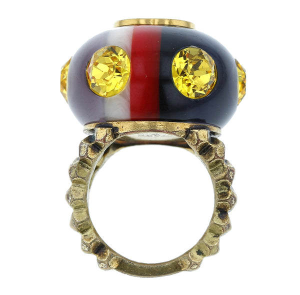 グッチ レッド グリーン ラインストーン ヴィンテージ ウェブライン リング 指輪 レディース GUCCI 15号 中古