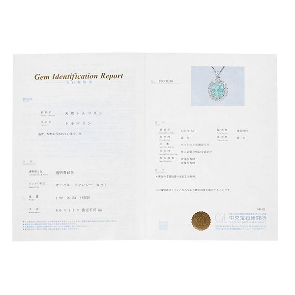 Pt900 プラチナ Pt850 プラチナ パライバトルマリン1.92ct ダイヤ0.53ct ネックレス レディース 【中古】