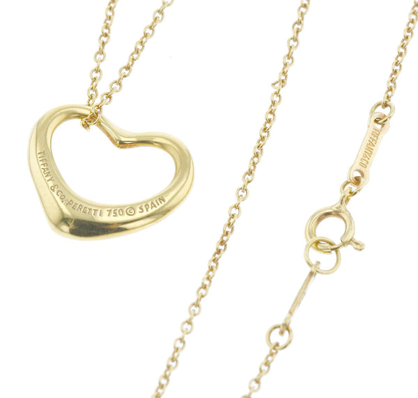 ティファニー K18YG イエローゴールド オープンハート ネックレス レディース TIFFANY&Co. 中古