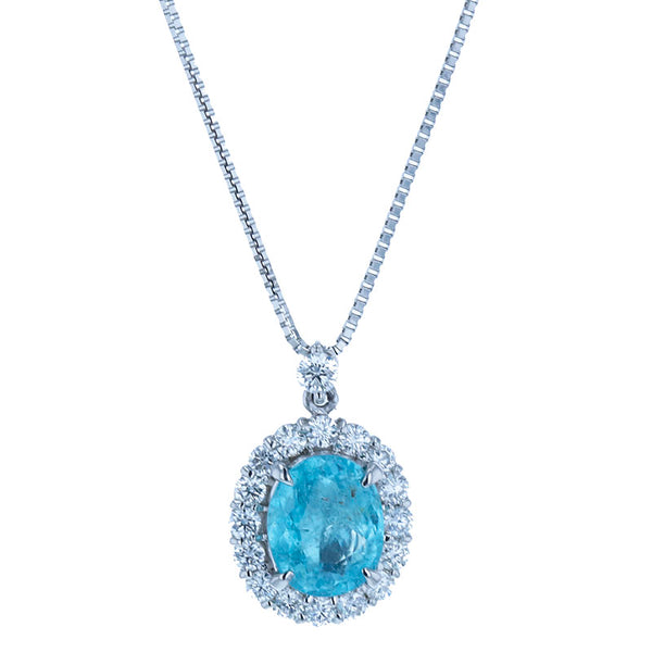 Pt900 プラチナ Pt850 プラチナ パライバトルマリン1.92ct ダイヤ0.53ct ネックレス レディース 【中古】