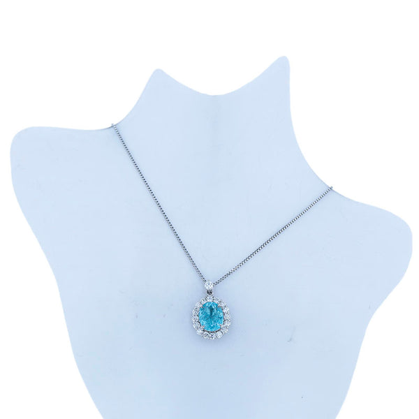 Pt900 プラチナ Pt850 プラチナ パライバトルマリン1.92ct ダイヤ0.53ct ネックレス レディース 【中古】