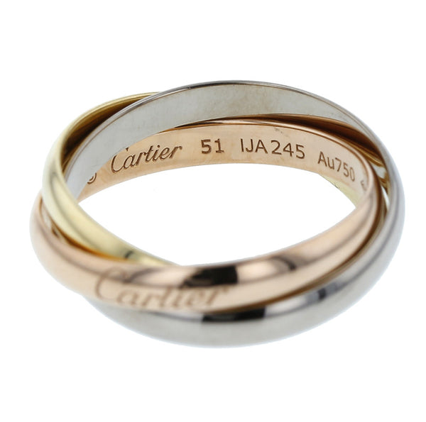 カルティエ K18YG イエローゴールド K18PG ピンクゴールド K18WG ホワイトゴールド トリニティ リング 指輪 レディース CARTIER 10号 中古