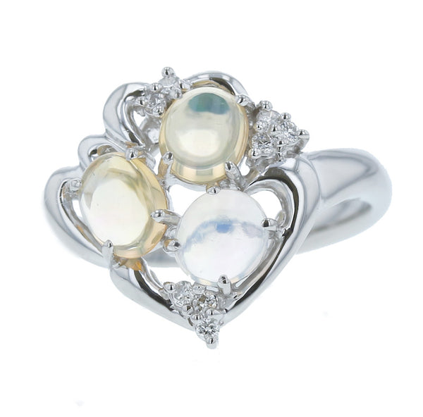 Pt900 プラチナ ウォーターオパール1.33ct ダイヤ0.07ct リング 指輪  12号 中古