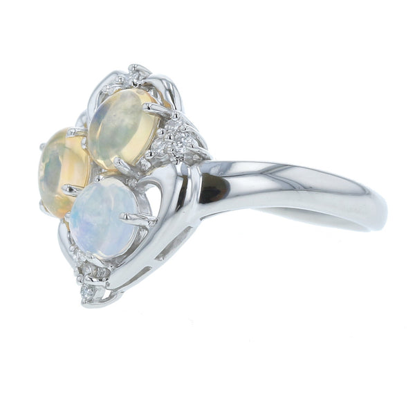 Pt900 プラチナ ウォーターオパール1.33ct ダイヤ0.07ct リング 指輪  12号 中古