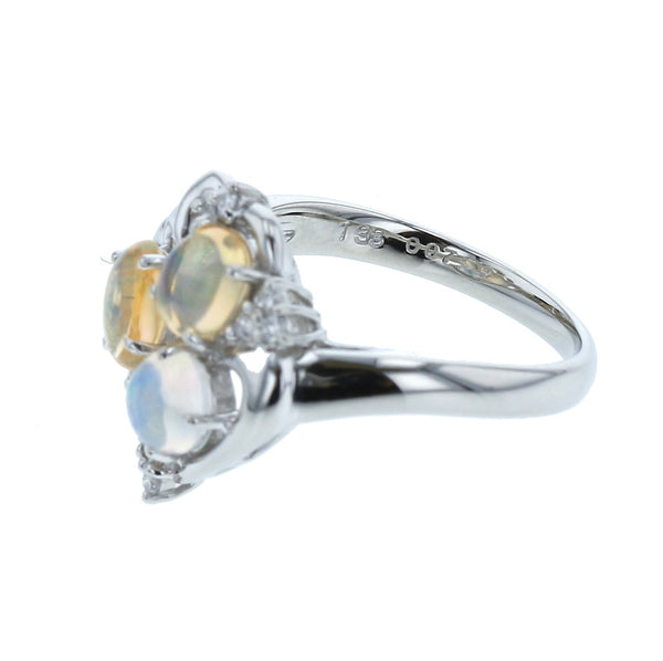 Pt900 プラチナ ウォーターオパール1.33ct ダイヤ0.07ct リング 指輪  12号 中古