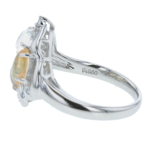Pt900 プラチナ ウォーターオパール1.33ct ダイヤ0.07ct リング 指輪  12号 中古