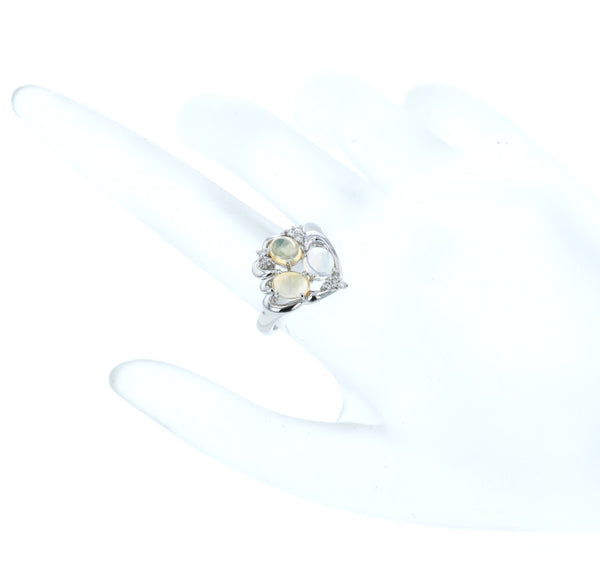 Pt900 プラチナ ウォーターオパール1.33ct ダイヤ0.07ct リング 指輪  12号 中古