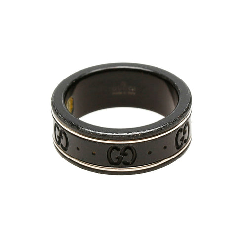 グッチ  ブラック メタル アイコン リング 指輪 レディース GUCCI 11号 【中古】