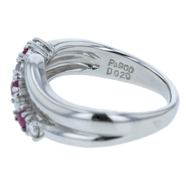 Pt900 プラチナ ルビー0.24ct ダイヤ0.20ct リング 指輪 レディース 11号 【中古】