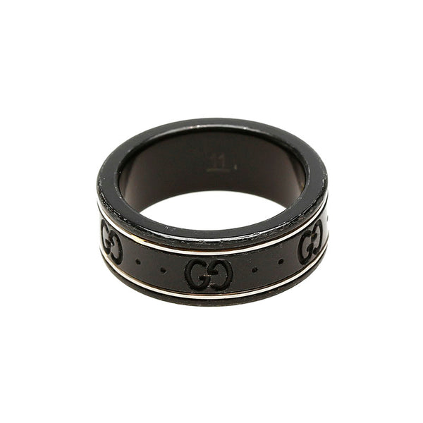 グッチ  ブラック メタル アイコン リング 指輪 レディース GUCCI 11号 【中古】