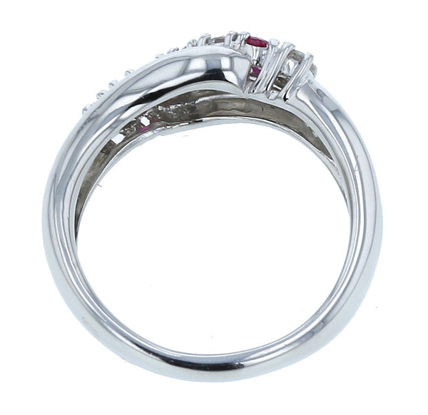 Pt900 プラチナ ルビー0.24ct ダイヤ0.20ct リング 指輪 レディース 11号 【中古】