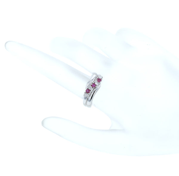 Pt900 プラチナ ルビー0.24ct ダイヤ0.20ct リング 指輪 レディース 11号 【中古】