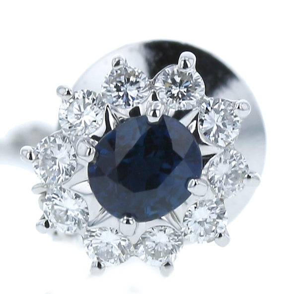 Pt900 プラチナ サファイア0.61ct ダイヤ0.46ct ピン ブローチ レディース 中古