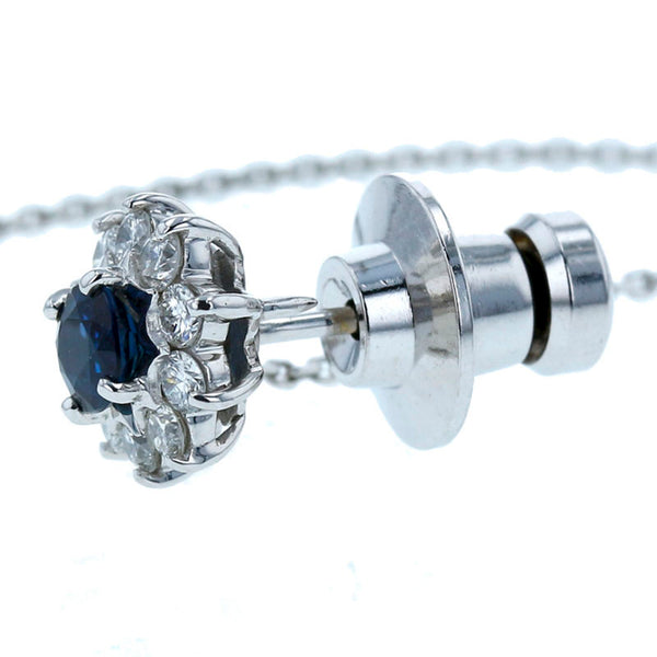 Pt900 プラチナ サファイア0.61ct ダイヤ0.46ct ピン ブローチ レディース 中古