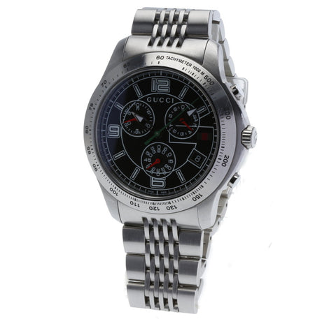 グッチ Gタイムレスクロノ 126.2 シルバー ステンレススチール 腕時計 メンズ GUCCI クオーツ ブラック文字盤 【中古】