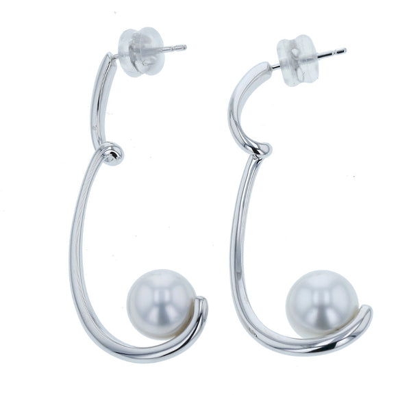 K18WG ホワイトゴールド 白蝶パール9.5mm ピアス レディース 【中古】