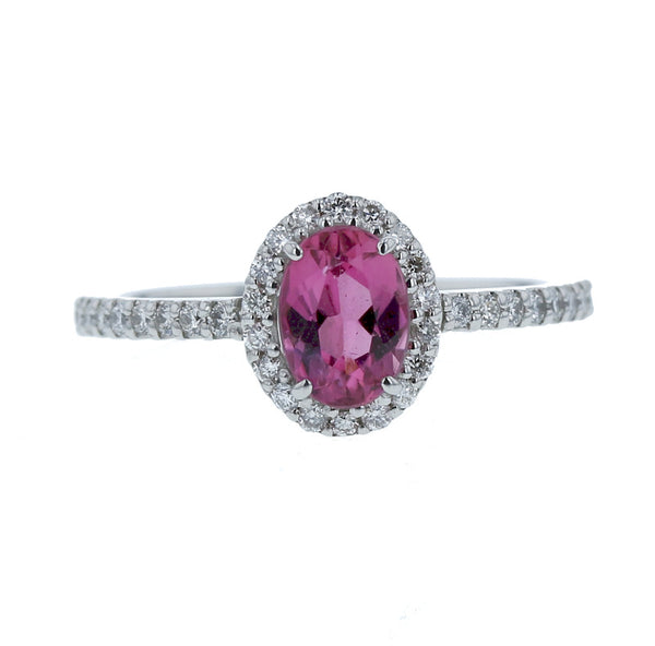 Pt900 プラチナ ピンクトルマリン0.86ct ダイヤ0.26ct リング 指輪  13号 中古