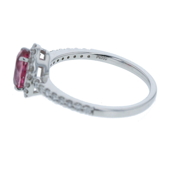 Pt900 プラチナ ピンクトルマリン0.86ct ダイヤ0.26ct リング 指輪  13号 中古