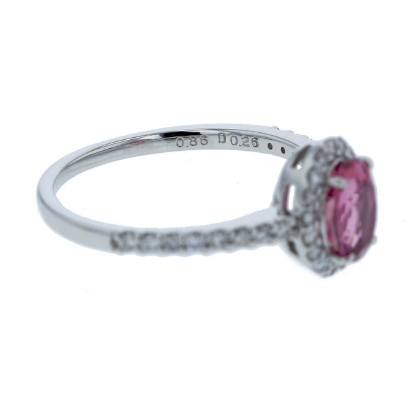 Pt900 プラチナ ピンクトルマリン0.86ct ダイヤ0.26ct リング 指輪  13号 中古