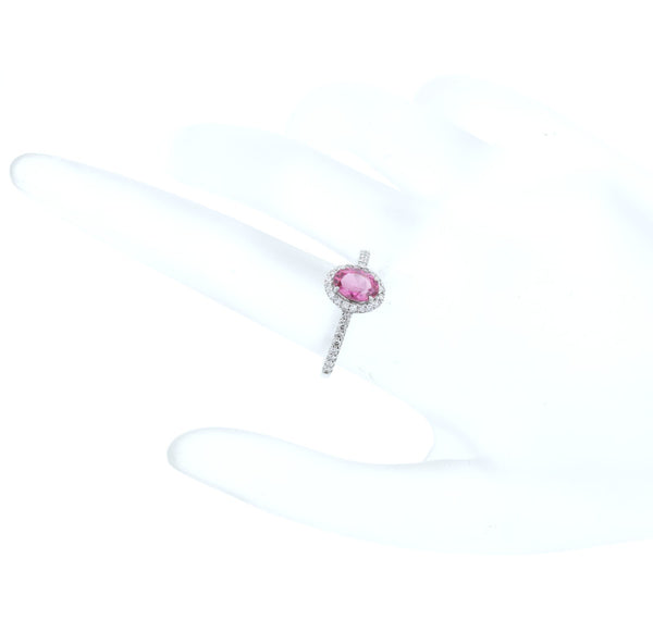 Pt900 プラチナ ピンクトルマリン0.86ct ダイヤ0.26ct リング 指輪  13号 中古