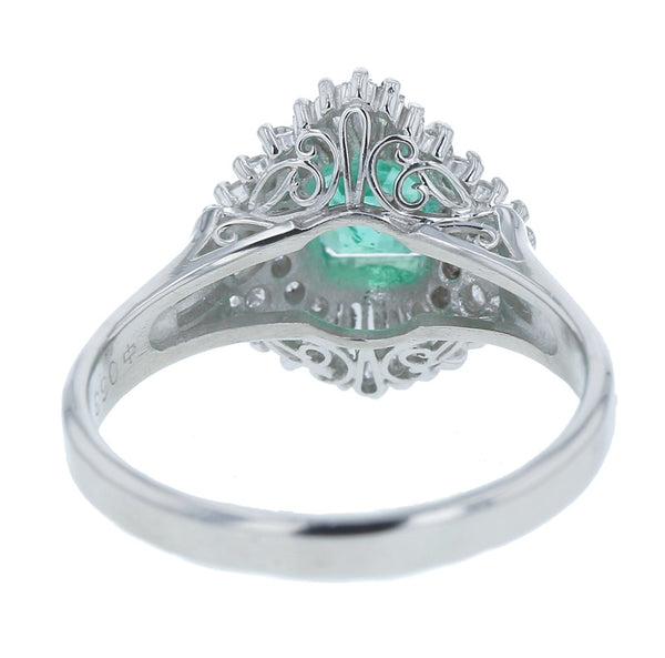 Pt900 プラチナ エメラルド0.63ct ダイヤ0.50ct リング 指輪 レディース 14.5号 中古
