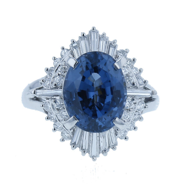 Pt900 プラチナ タンザナイト3.55ct ダイヤ0.56ct リング 指輪 レディース 中古