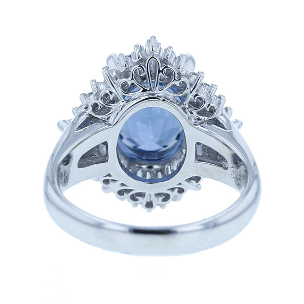 Pt900 プラチナ タンザナイト3.55ct ダイヤ0.56ct リング 指輪 レディース 中古