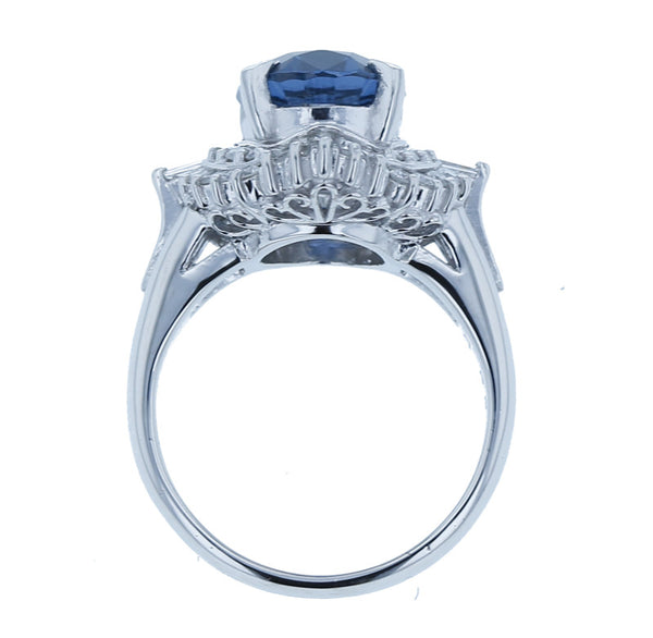 Pt900 プラチナ タンザナイト3.55ct ダイヤ0.56ct リング 指輪 レディース 中古