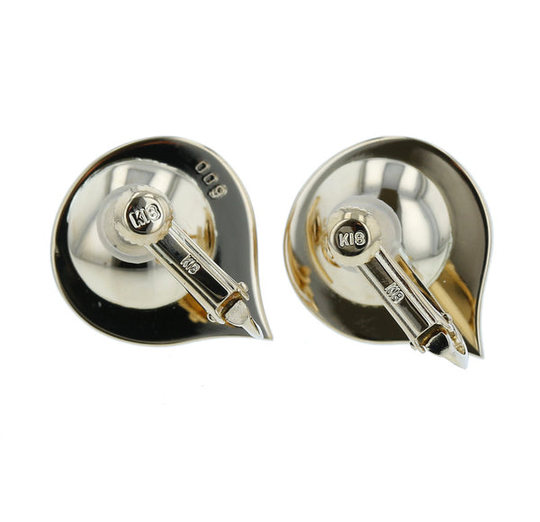 K18YG イエローゴールド 白蝶パール11.5mm×11mm ダイヤ0.09ct イヤリング レディース 中古