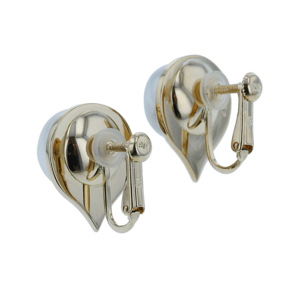 K18YG イエローゴールド 白蝶パール11.5mm×11mm ダイヤ0.09ct イヤリング レディース 中古