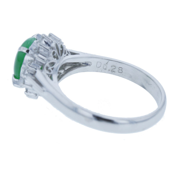 Pt900 プラチナ ヒスイ1.14ct ダイヤ0.28ct リング 指輪 レディース 14号 中古