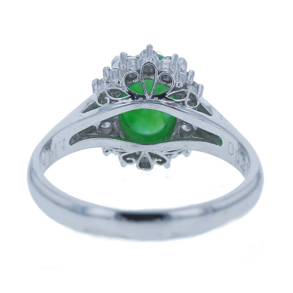 Pt900 プラチナ ヒスイ1.14ct ダイヤ0.28ct リング 指輪 レディース 14号 中古