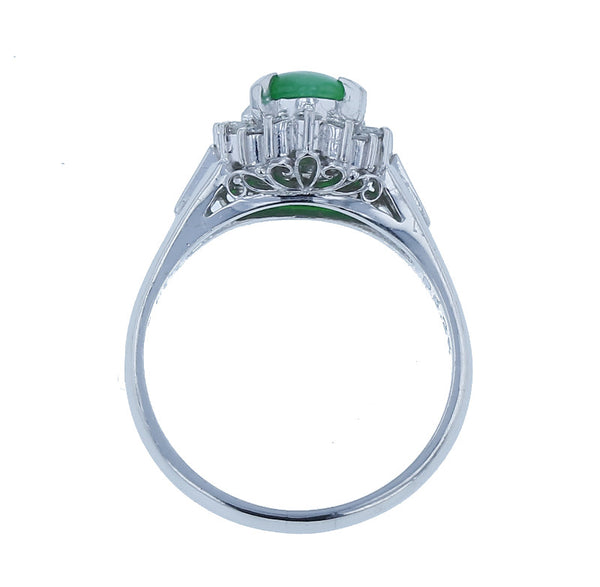 Pt900 プラチナ ヒスイ1.14ct ダイヤ0.28ct リング 指輪 レディース 14号 中古