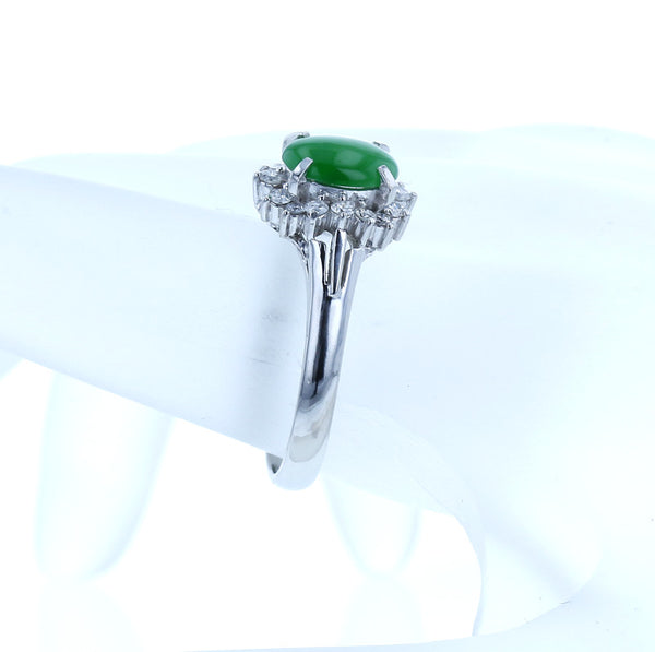 Pt900 プラチナ ヒスイ1.14ct ダイヤ0.28ct リング 指輪 レディース 14号 中古