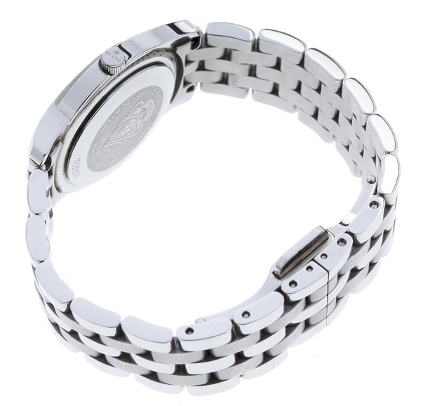 グッチ 5500L シルバー ステンレススチール 腕時計 レディース GUCCI クオーツ ブラック文字盤 【中古】