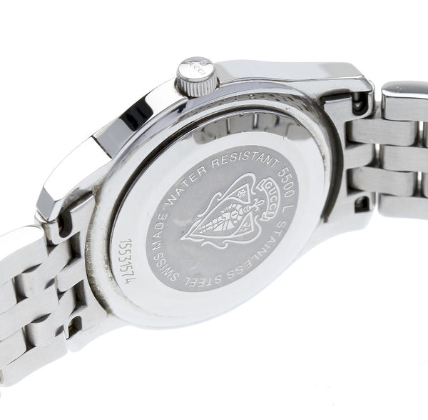 グッチ 5500L シルバー ステンレススチール 腕時計 レディース GUCCI クオーツ ブラック文字盤 【中古】